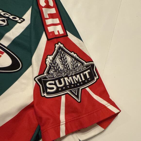 Bianchi Sugoi Men Sz L Short Sleeve Jersey 1/2 Zip Red Green Minnesota Summit - Picture 4 of 12